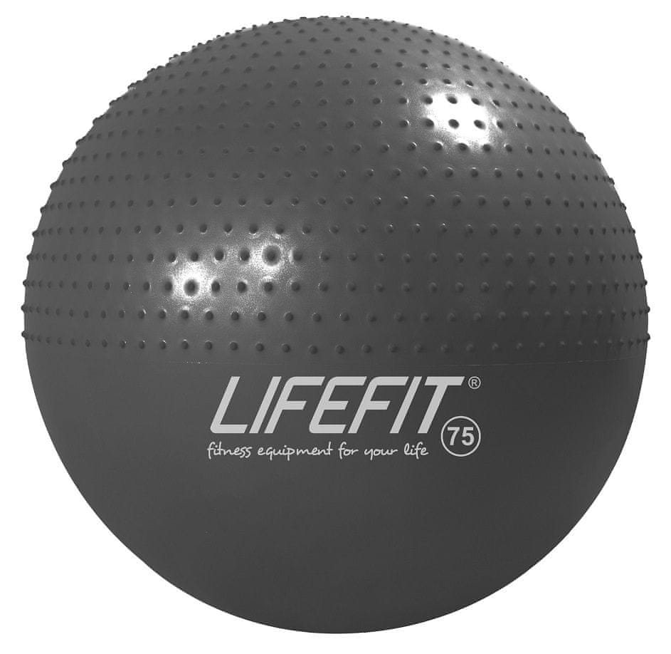 LIFEFIT gymnastická masážna lopta Massage Ball 75 cm, tmavo šedá - rozbalené